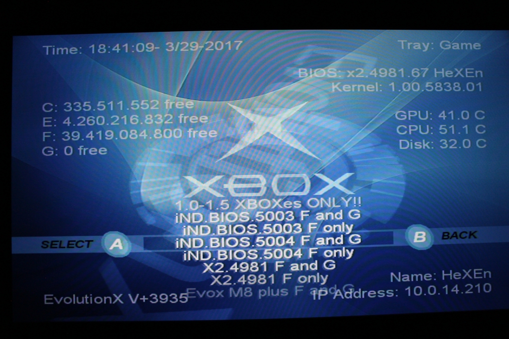 Original Xbox BIOS options