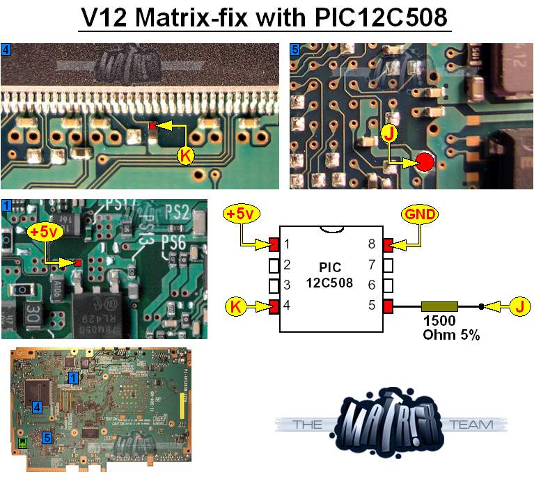 V12 Matrix PIC laser fix diagram