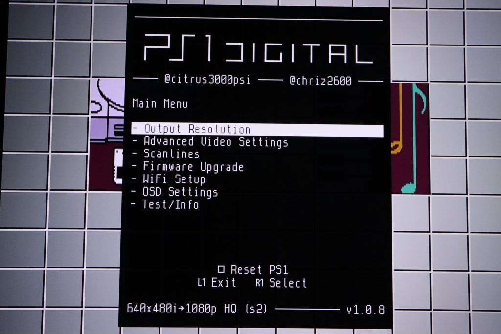 PS1Digital main menu