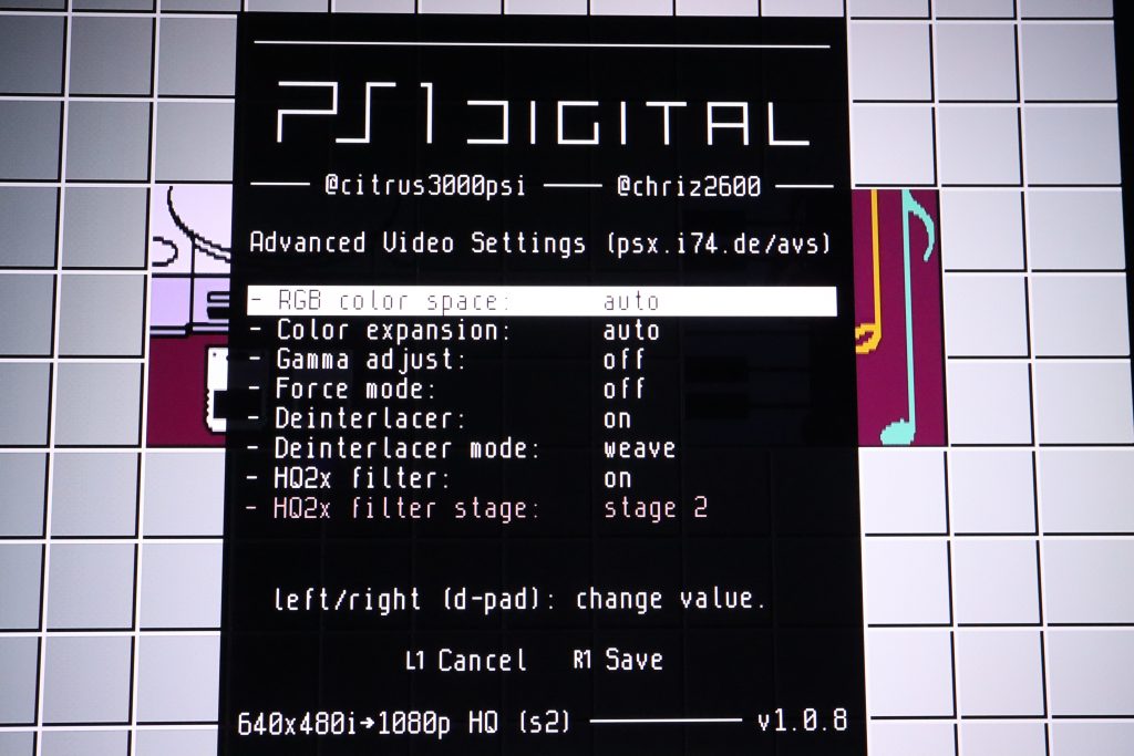 PS1Digital advanced video settings