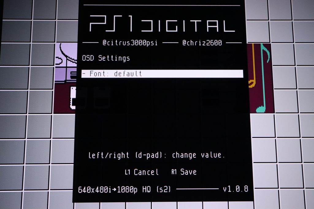 PS1Digital OSD settings