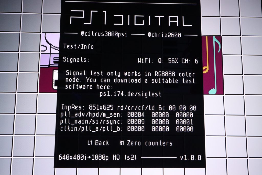 PS1Digital test/info screen