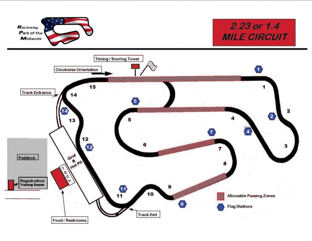 Raceway Park of the Midlands map