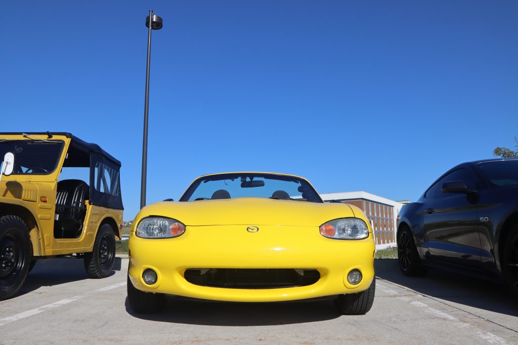 Yellow NB Miata at Supercar Saturday