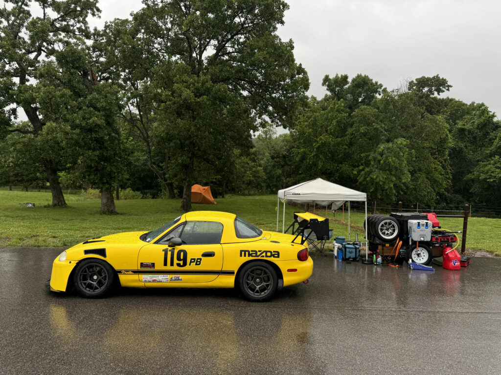 Miata tire trailer at Ozarks International Raceway